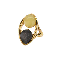 Milky Baltic Amber Silver Ring