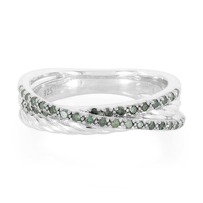 Green Diamond Silver Ring