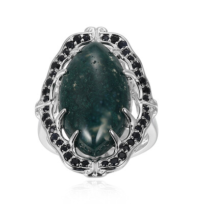 Moss Agate Silver Ring