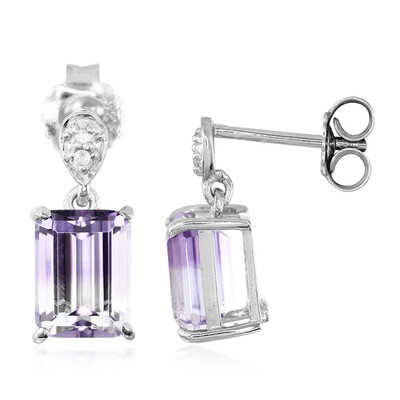 Bi Colour Amethyst Silver Earrings