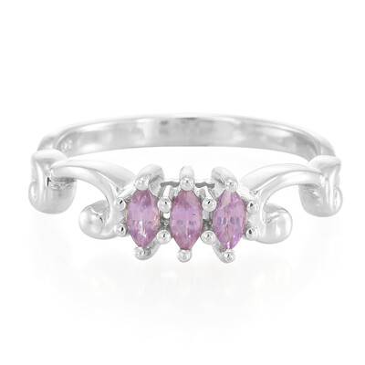 Unheated Ceylon Purple Sapphire Silver Ring