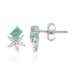 Russian Emerald Silver Earrings