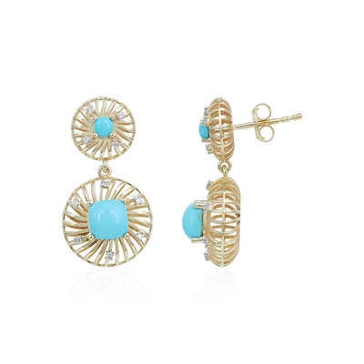 9K Sleeping Beauty Turquoise Gold Earrings (Ornaments by de Melo)