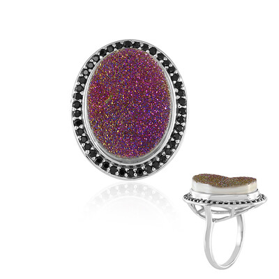 Mystic Glitter Agate Silver Ring