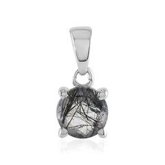 Black Rutile Quartz Silver Pendant