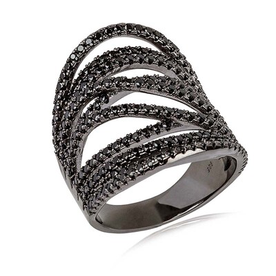 Black Spinel Silver Ring