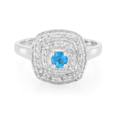 Neon Blue Apatite Silver Ring