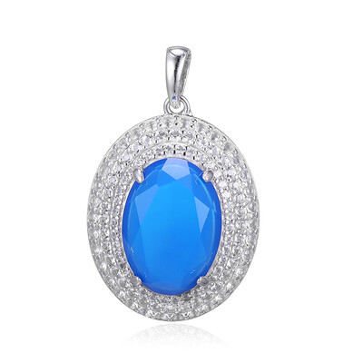 Blue Agate Silver Pendant