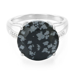 Snowflake Obsidian Silver Ring