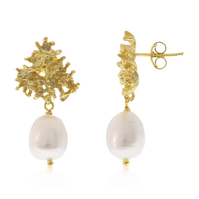 White Freshwater Pearl Silver Earrings (Joias do Paraíso)