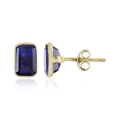 9K Madagascar Blue Sapphire Gold Earrings