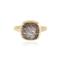 Black Rutile Quartz Silver Ring