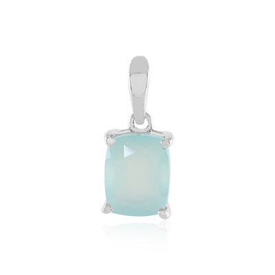 Aqua Chalcedony Silver Pendant