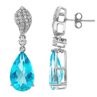 Paraiba Color Topaz Silver Earrings