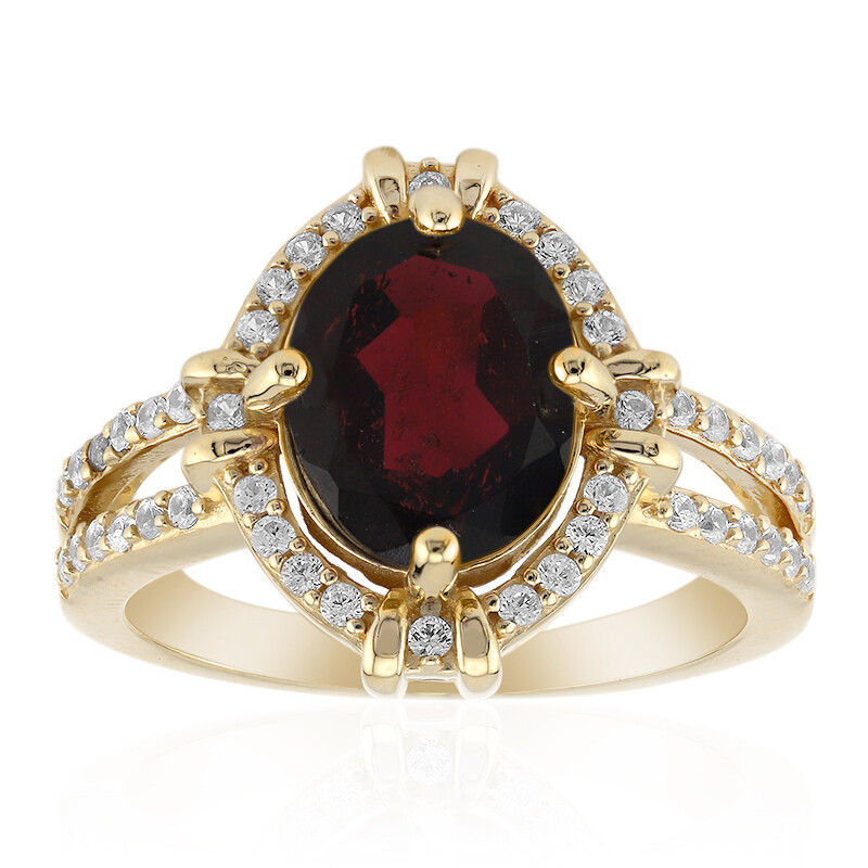 9K Yellow Gold w/ Real Oval Faceted January Garnet Birthstone Ring store