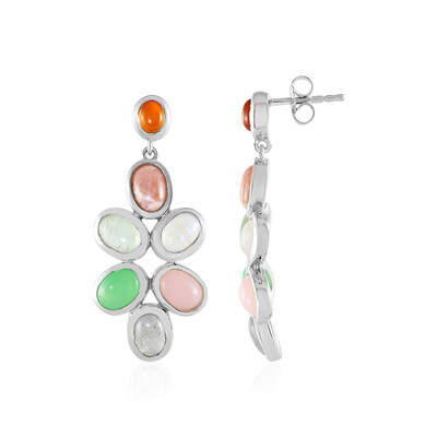 Pink Opal Silver Earrings