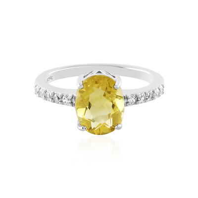 Yellow Fluorite Silver Ring