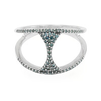 Blue Diamond Silver Ring