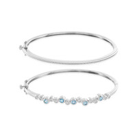 Swiss Blue Topaz Silver Bangle