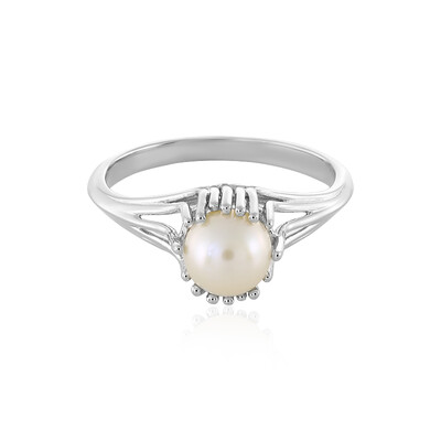 White Freshwater Pearl Silver Ring