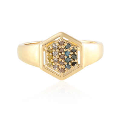 I2 Yellow Diamond Silver Ring