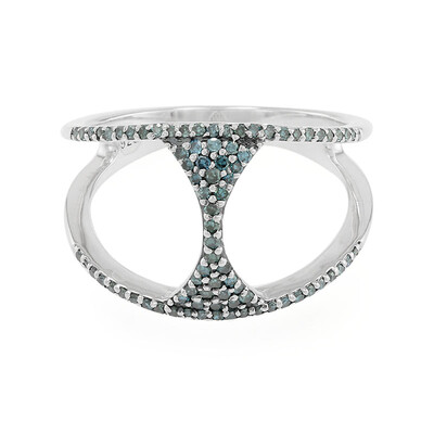 Blue Diamond Silver Ring