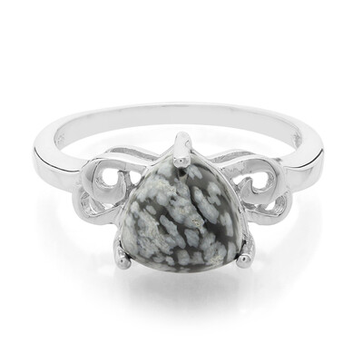 Snowflake Obsidian Silver Ring