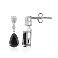 Black Spinel Silver Earrings