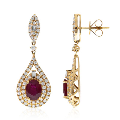 14K Mozambique Ruby Gold Earrings (CIRARI)