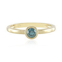 9K I2 Blue Diamond Gold Ring