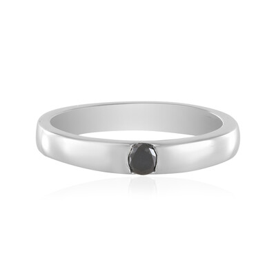 Black Diamond Silver Ring