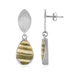 Zebra Jasper Silver Earrings (Bali Barong)