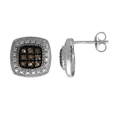 Champagne Diamond Silver Earrings