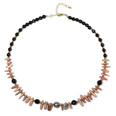 Black Freshwater Pearl Silver Necklace (Riya)