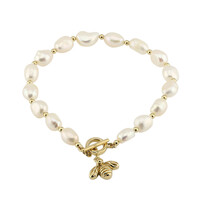 White Freshwater Pearl Silver Bracelet (TPC)