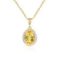 Yellow Beryl Silver Necklace