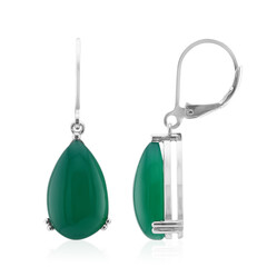 Green Agate Silver Earrings