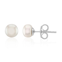 White Freshwater Pearl Silver Earrings (TPC)