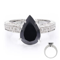 Black Spinel Silver Ring