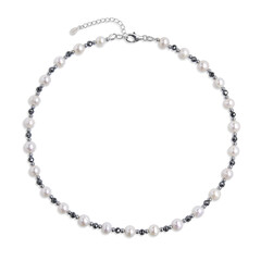 White Freshwater Pearl Silver Necklace