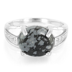 Snowflake Obsidian Silver Ring