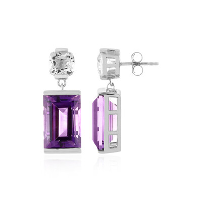 Bi Colour Amethyst Silver Earrings