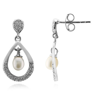 White Freshwater Pearl Silver Earrings