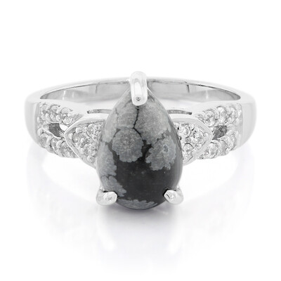 Snowflake Obsidian Silver Ring