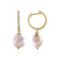 Peach Freshwater Pearl Silver Earrings