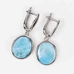 Larimar Silver Earrings