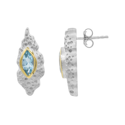 Swiss Blue Topaz Silver Earrings (MONOSONO COLLECTION)