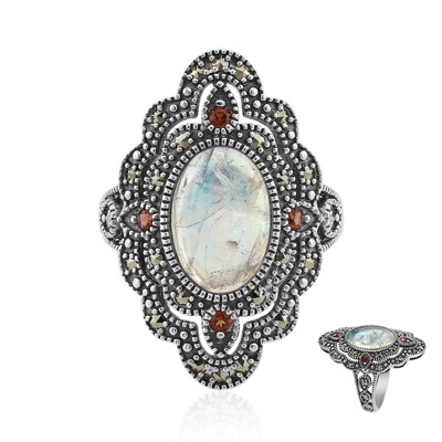 Rainbow Moonstone Silver Ring (Annette classic)