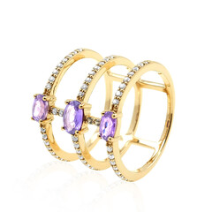 9K Unheated Ceylon Purple Sapphire Gold Ring