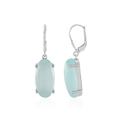 Aqua Chalcedony Silver Earrings